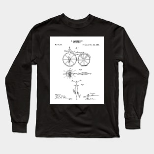 Bicycle Patent - Cycling Cyclist Bike Riding Fan Art - White Long Sleeve T-Shirt